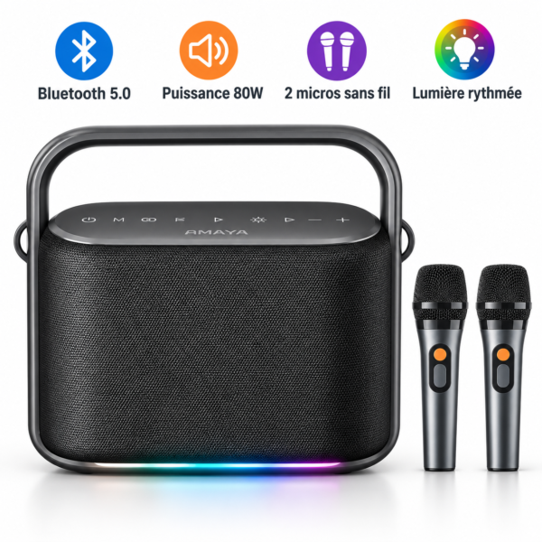 AMAYA ASP-SC500 – Speaker Bluetooth 80W (Avec 2 Micros)