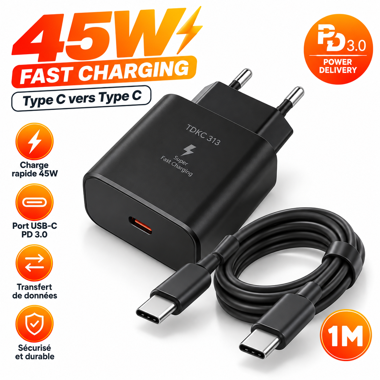 Chargeur Rapide – 45W  Type-C