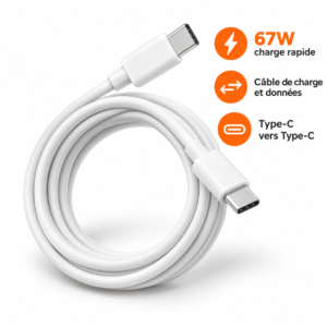 2026/02/1001402086.png Câble de charge Ultra rapide 67W- Fast Charging ( type C vers type C )