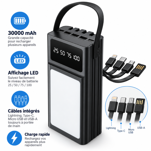 Power Bank NB-PK19 – 30 000 mAh Haute Capacité