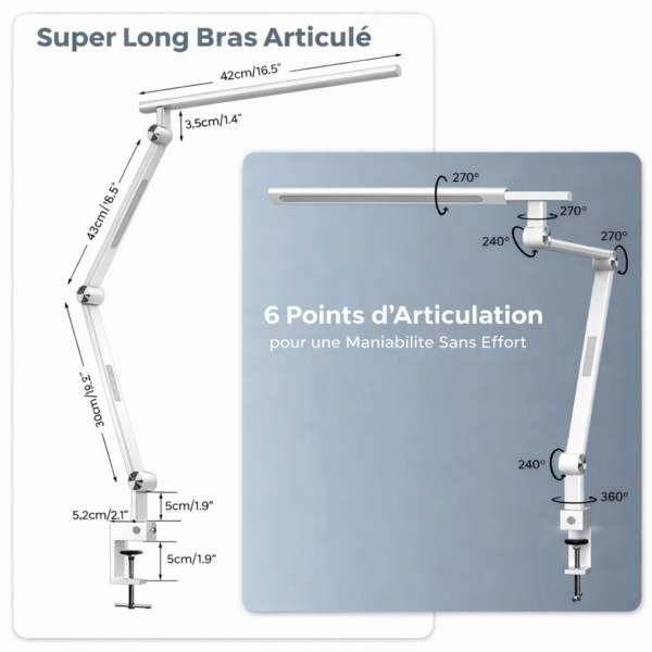 Lampe de Bureau LED Moderne Luxe – 5 Niveaux de Luminosité