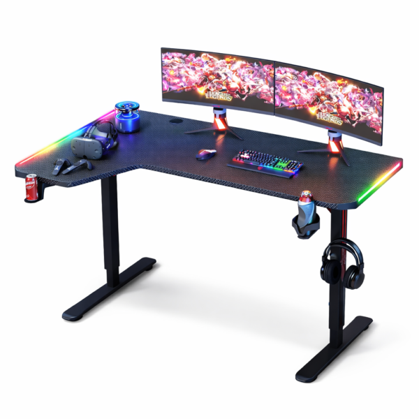 Bureau Gaming PC Réglable Moderne Noir – Design RGB & Performance Ultime