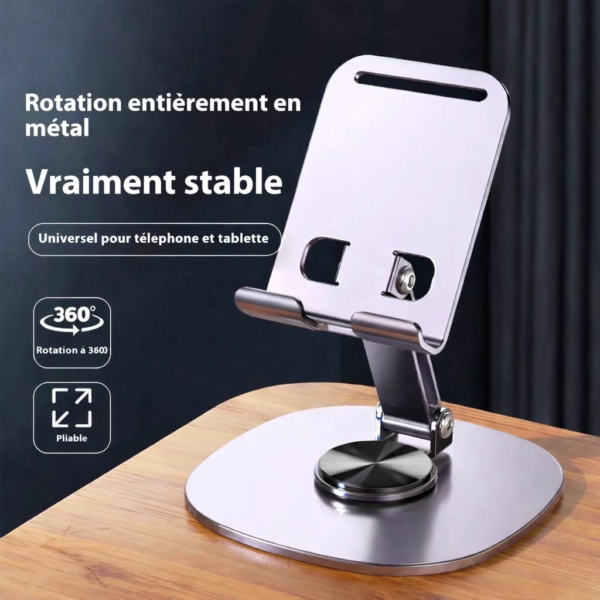 Support Téléphone & Tablette Métal – Rotation 360°