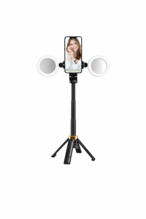 Selfie Stick JC-25H – Live Broadcast avec Double Ring Light Selfie Stick JC-25H – Live Broadcast avec Double Ring Light