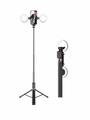 PLDKAMA LIVE-K9 Pro – Trépied Selfie avec Double Ring Light