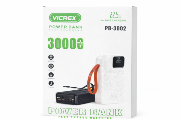 VICREX PB-3002 – Power Bank 30000mAh 22.5W Fast Charging