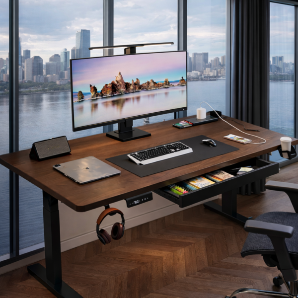 Bureau ergonomique intelligent en bois massif
