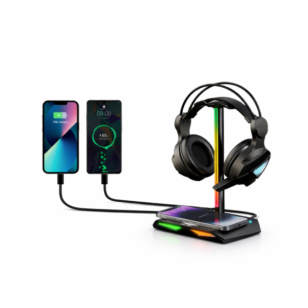 RGB ChargeStand Pro – Support Casque Gaming avec Recharge Sans Fil