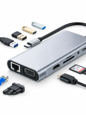Hub USB-C 11 en 1 – Type-C vers HDTV / VGA / LAN / USB 3.0