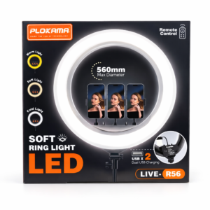 PLOKAMA LIVE-R56 – Ring Light LED 560mm avec Télécommande