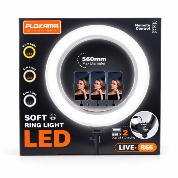 PLOKAMA LIVE-R56 – Ring Light LED 560mm avec Télécommande