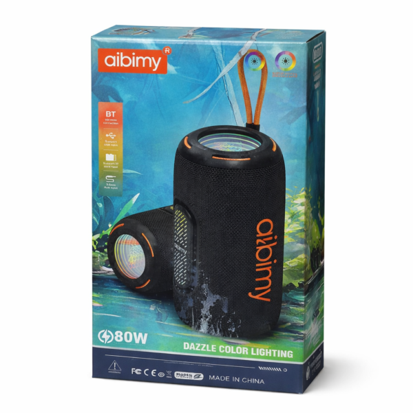 Aibimy – Enceinte Bluetooth 80W avec LED RGB