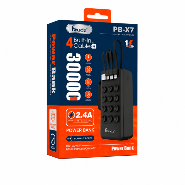 Power Bank Fsudz PB-X7 30 000 mAh – Câbles Intégrés