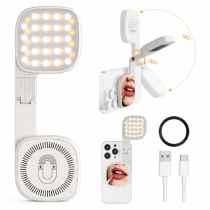 Lampe LED Selfie Magnétique avec Miroir – Rechargeable