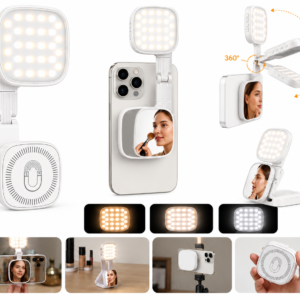 Lampe LED Selfie Magnétique avec Miroir – Rechargeable