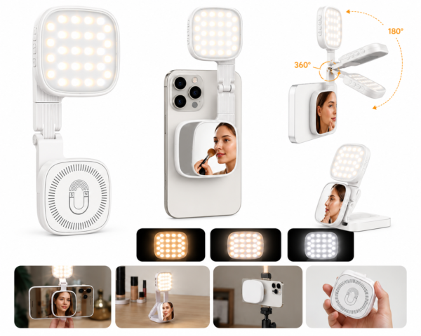 Lampe LED Selfie Magnétique avec Miroir – Rechargeable, 12_37_44 Lampe LED Selfie Magnétique avec Miroir – Rechargeable