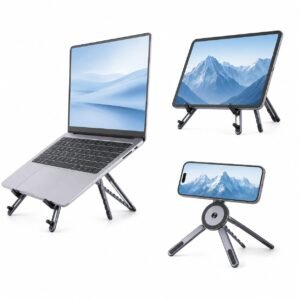 Support Pliable 4-en-1 pour Ordinateur, Tablette et Smartphone