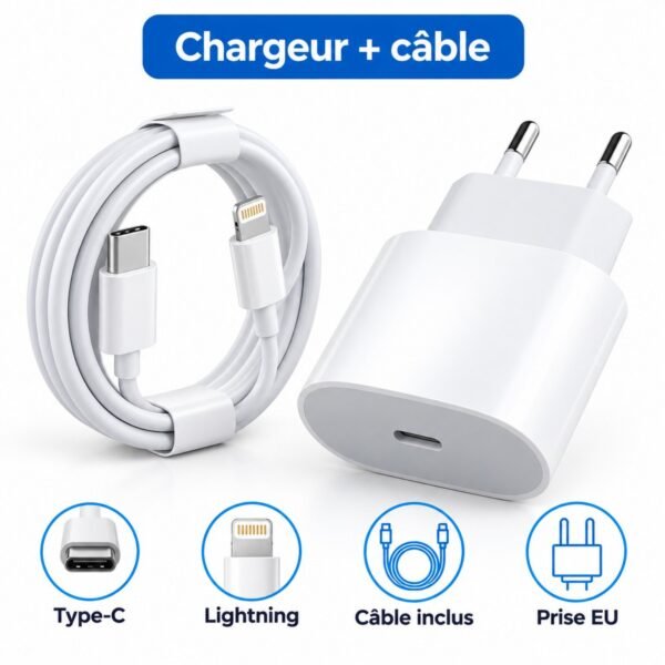 Chargeur rapide Type-C vers Lightning